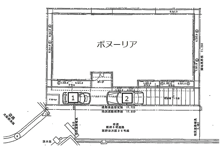 ボヌーリア駐車場の駐車配置図