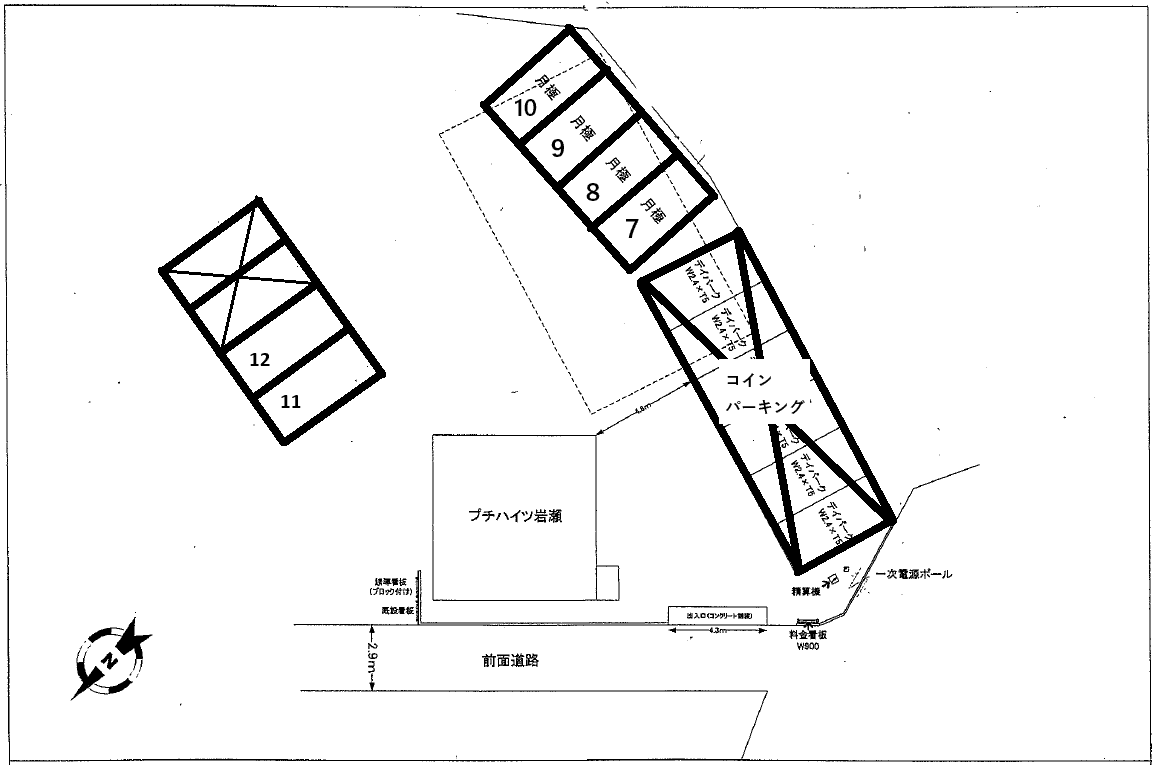 岩瀬８９５駐車場の駐車配置図