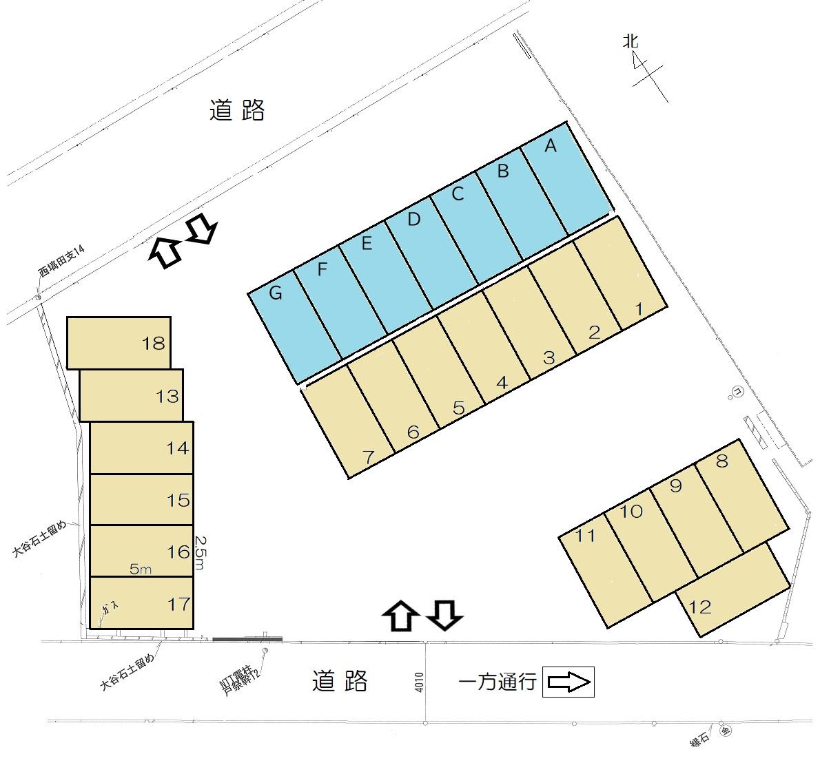 昭和2丁目A~G駐車場の駐車配置図