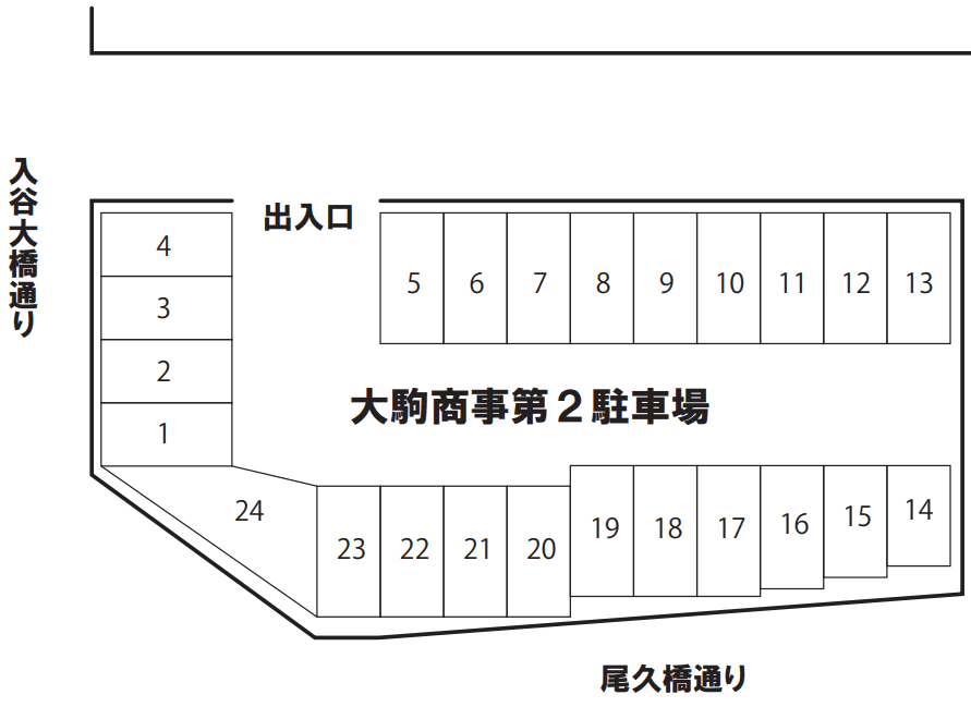 大駒商事第2駐車場の駐車配置図