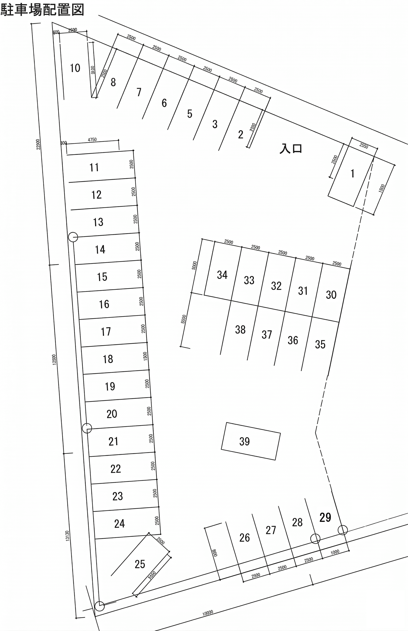 上野月極駐車場の駐車配置図