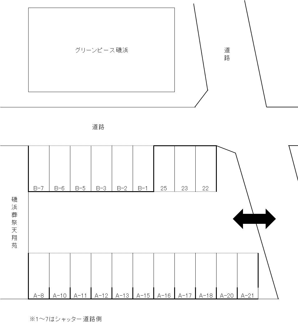 小浜ガレージの駐車配置図