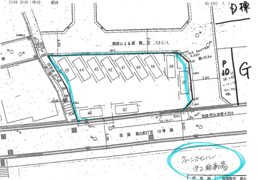 クィーンズ　ヒル第２駐車場の駐車配置図