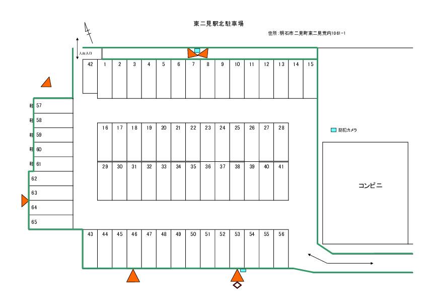 東二見駅北駐車場の駐車配置図