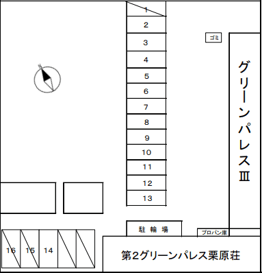 グリーンパレスⅢの駐車配置図