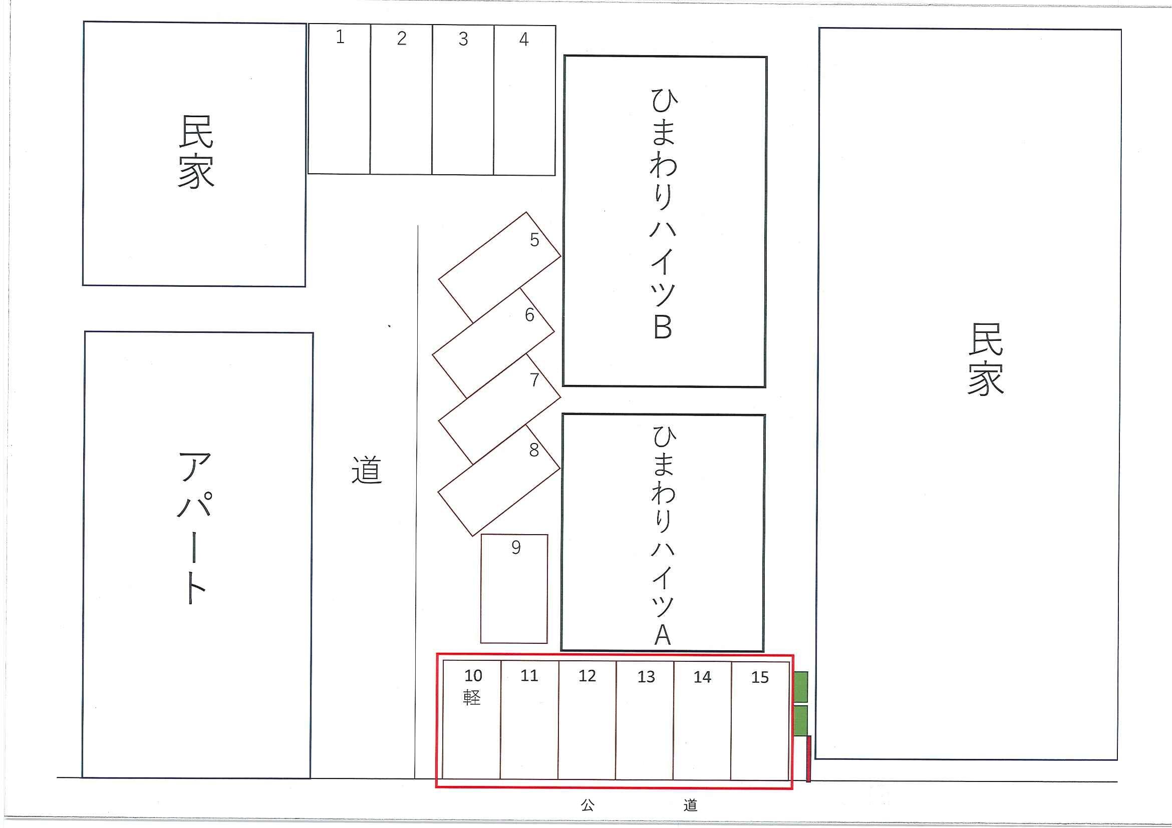 ひまわりハイツ駐車場の駐車配置図