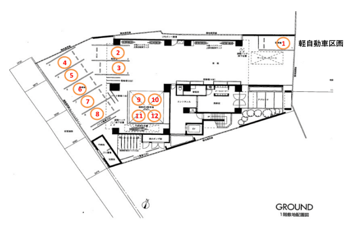 アソシアグロッツォ天神ザ・ガーデンの駐車配置図