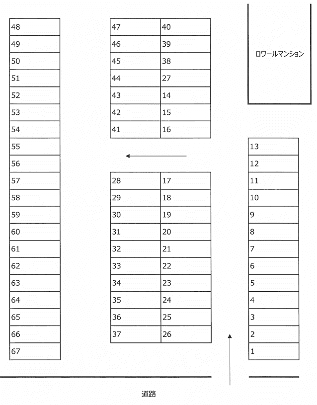 武蔵ケ丘6丁目パーキングⅠの駐車配置図