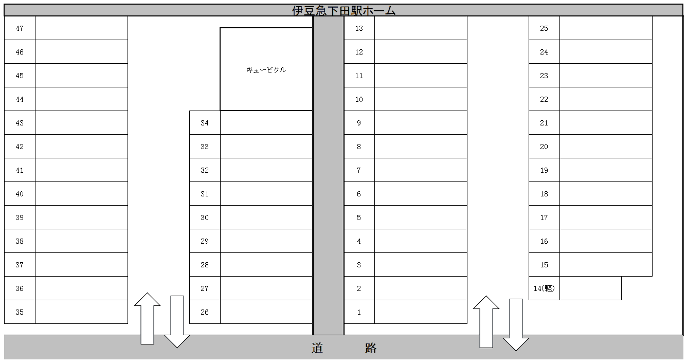 下田第１駐車場の駐車配置図