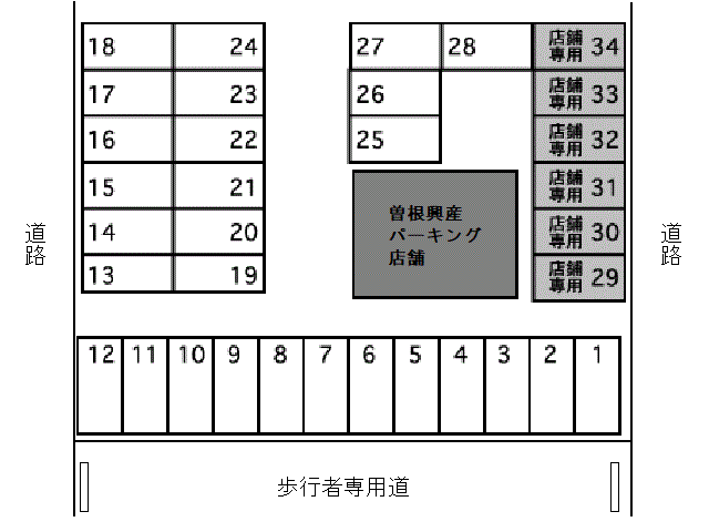 曽根興産パーキングⅠの駐車配置図