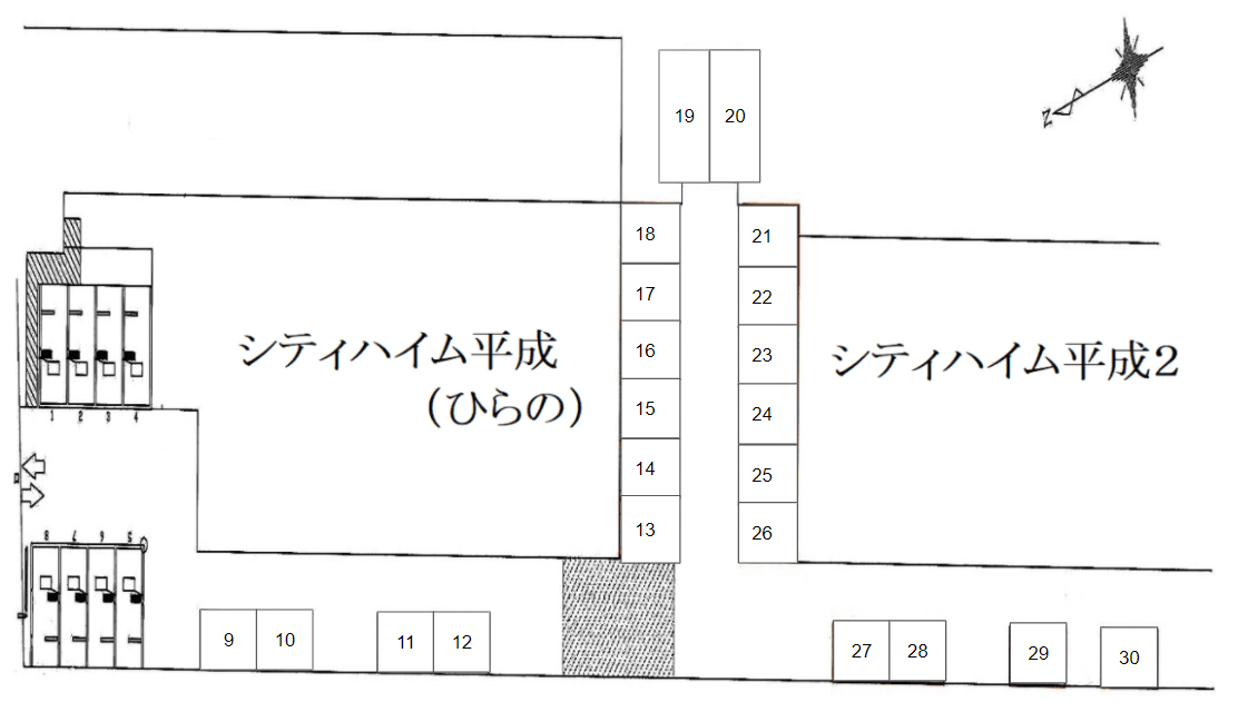 シティハイム平成の駐車配置図