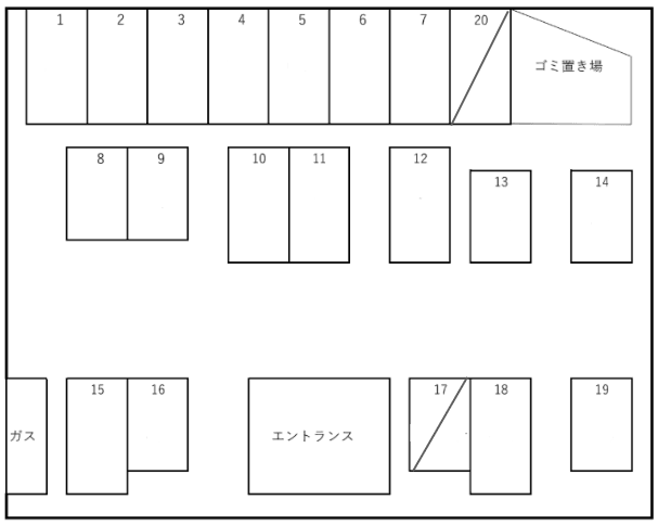 カーサANRIの駐車配置図