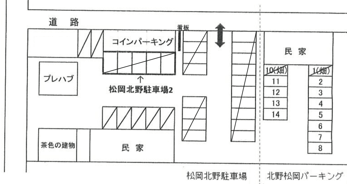 北野松岡パーキングの駐車配置図