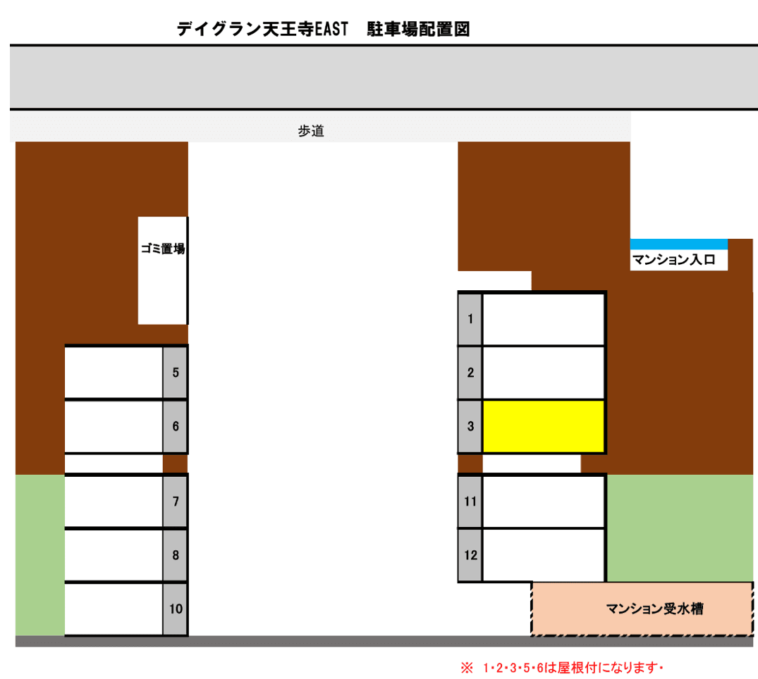 デイグラン天王寺EAST(旧:フレアム芝)の駐車配置図