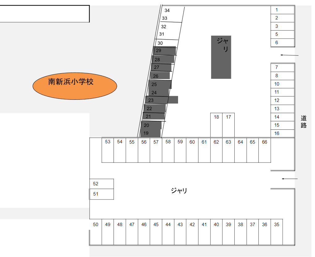及川南新浜駐車場の駐車配置図