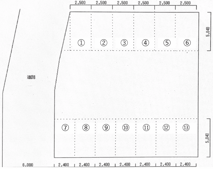 糸満南パーキングの駐車配置図
