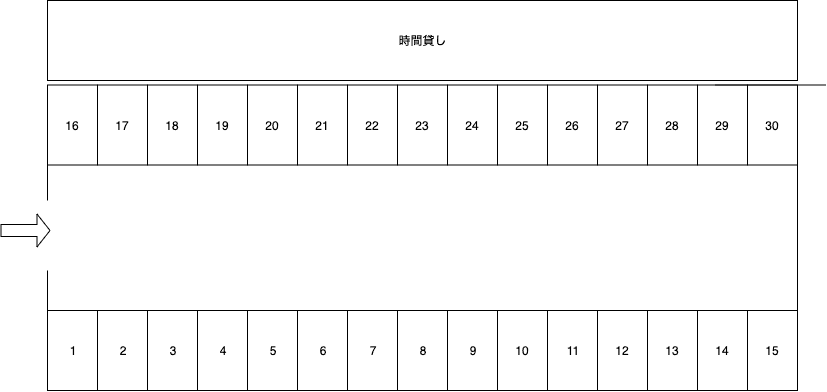 東16番駐車場の駐車配置図