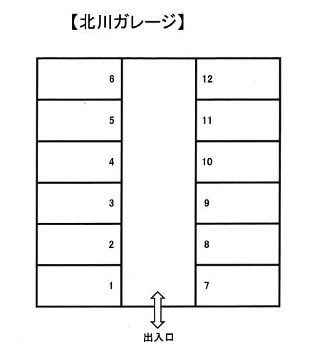 北川ガレージの駐車配置図