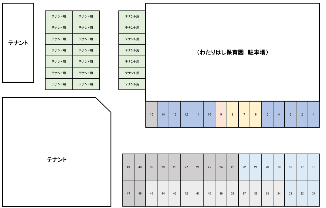 パステルプラザ駐車場の駐車配置図
