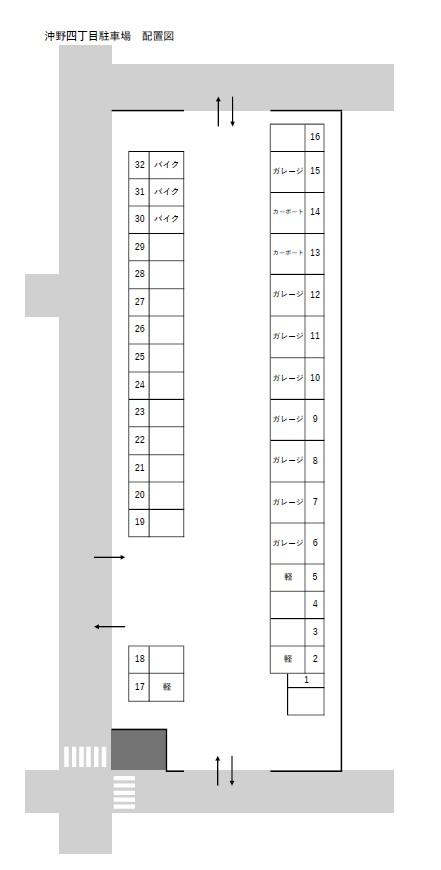沖野四丁目駐車場の駐車配置図