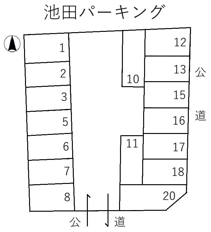 池田パーキングの駐車配置図