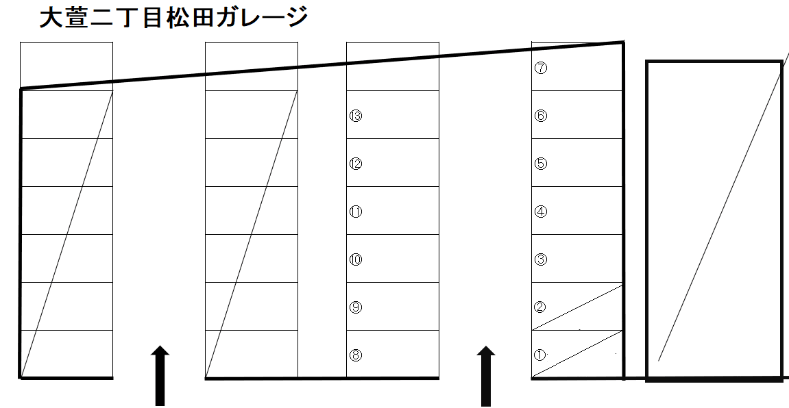 大萱二丁目松田ガレージの駐車配置図