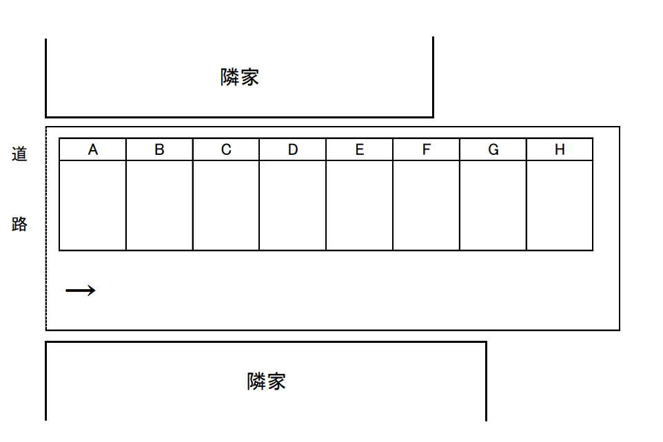 北門町9丁目月極駐車場の駐車配置図