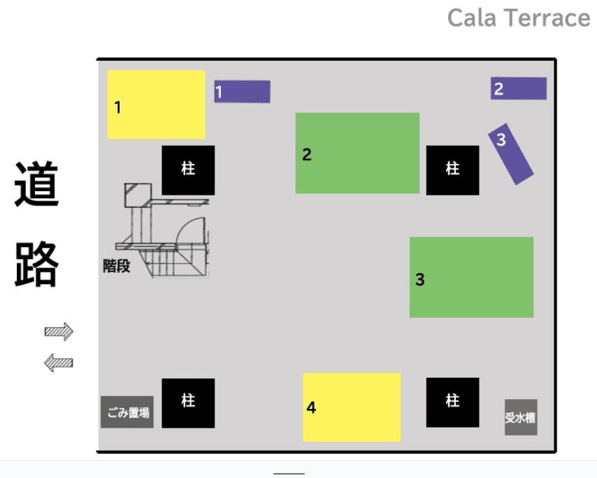 Cala　Terraceの駐車配置図