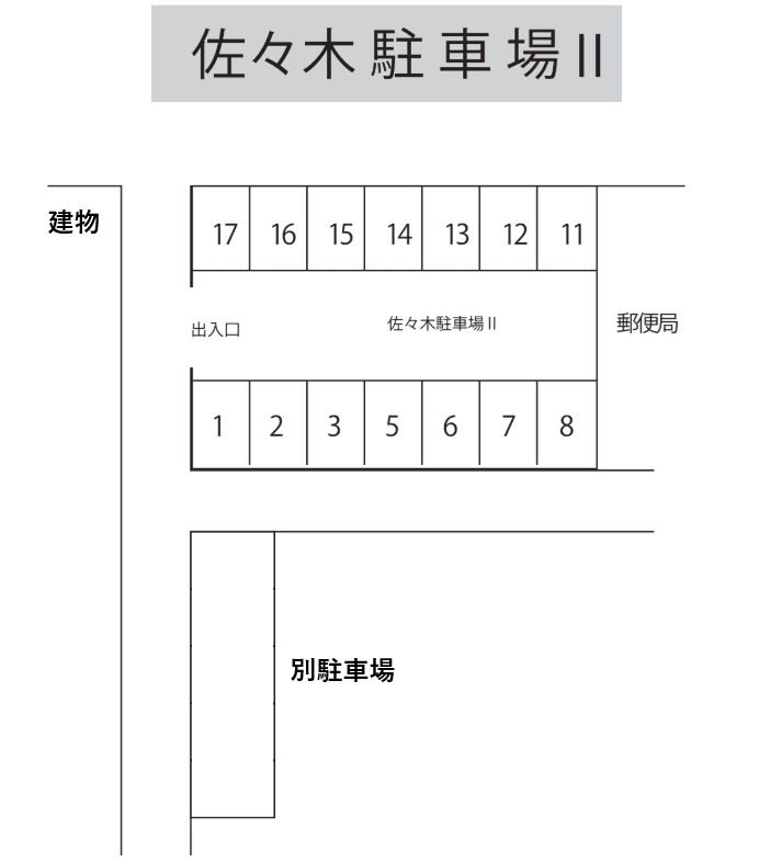 佐々木駐車場Ⅱの駐車配置図