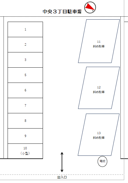 中央３丁目駐車場の駐車配置図