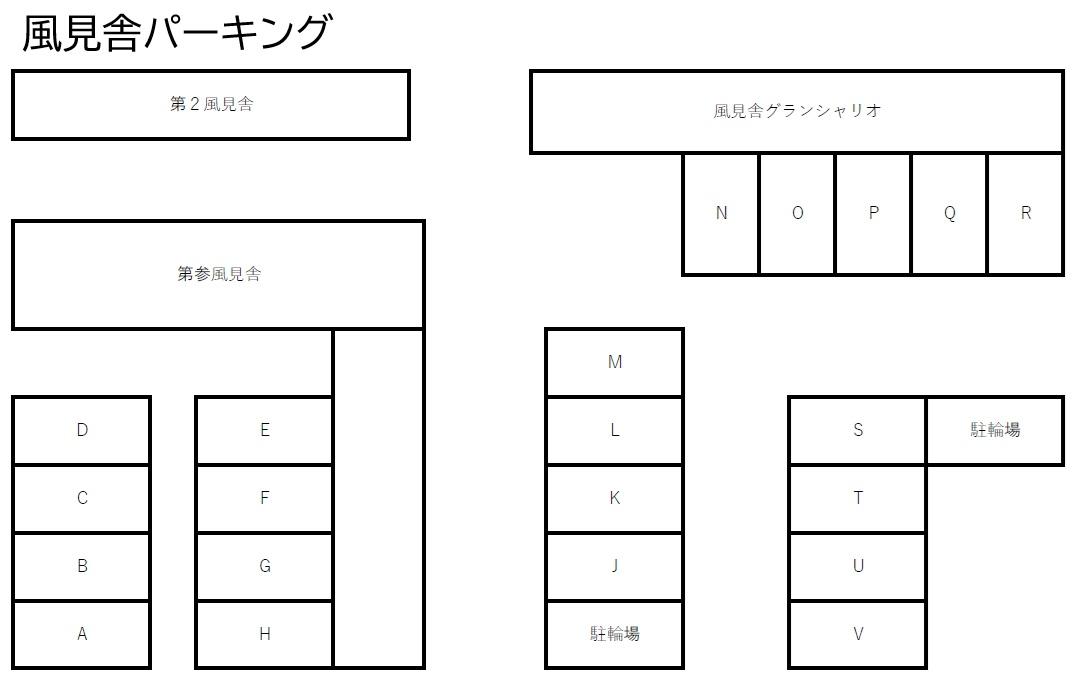風見舎パーキングの駐車配置図