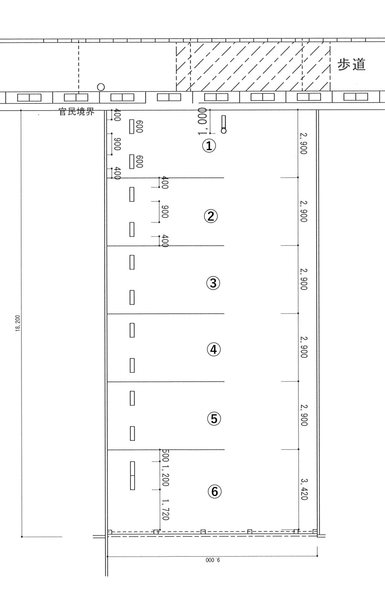 緑町バス停前駐車場の駐車配置図