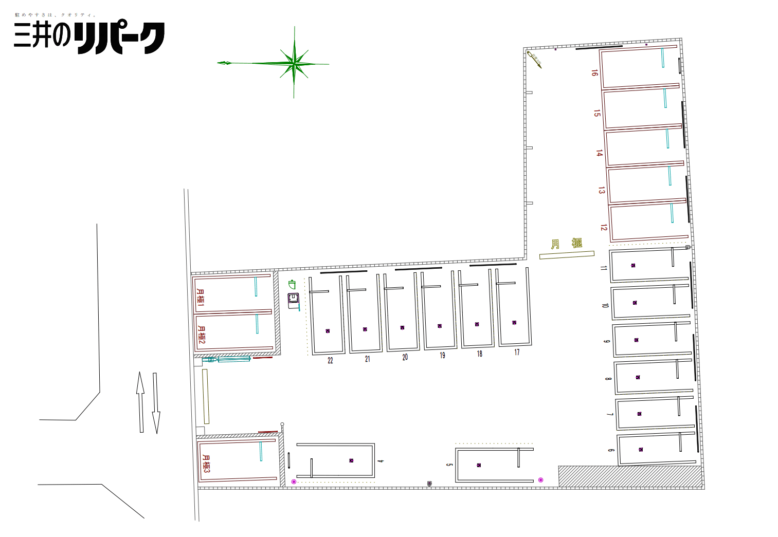 豊中庄内東町５丁目第２の駐車配置図