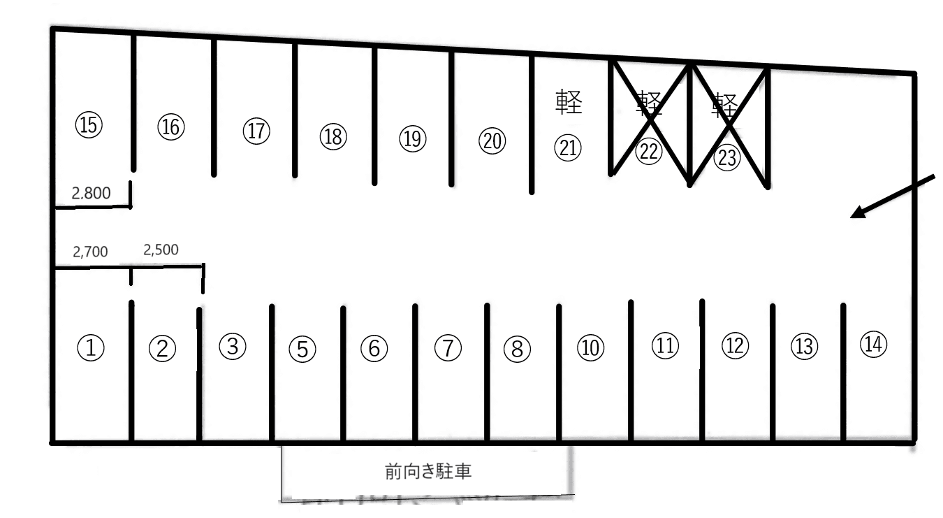本田町月極駐車場の駐車配置図