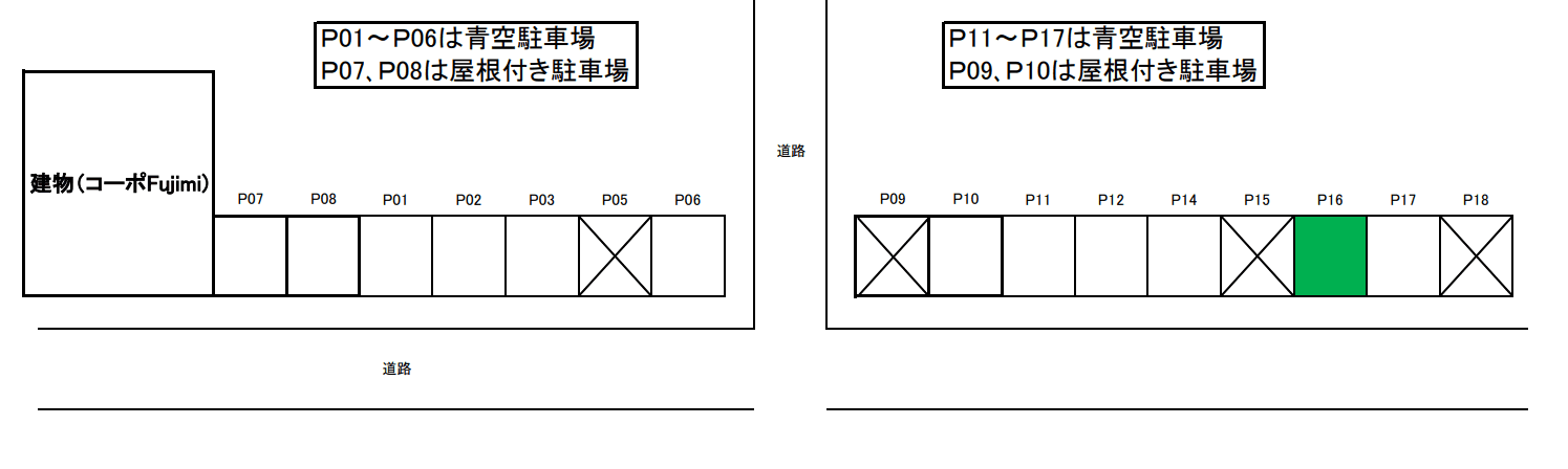 コーポFUJIMIの駐車配置図