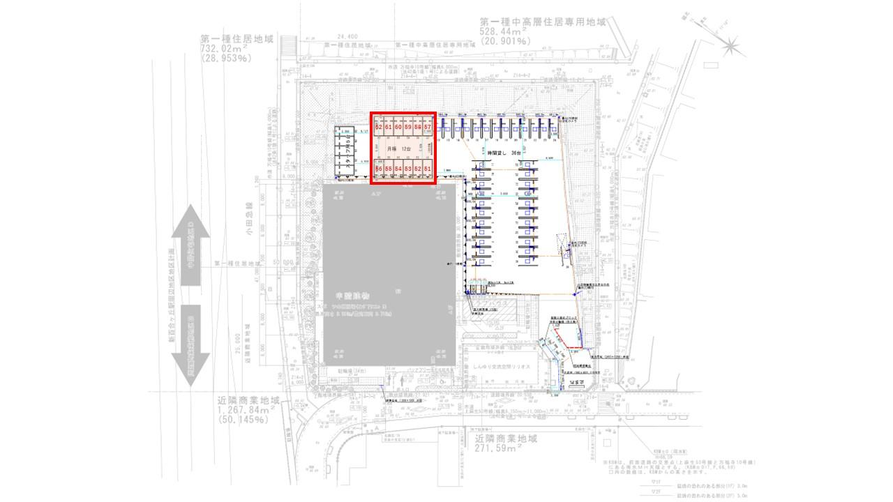 新百合ヶ丘駅前第１駐車場の駐車配置図