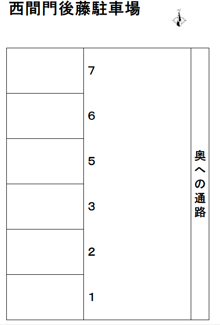 西間門後藤駐車場の駐車配置図