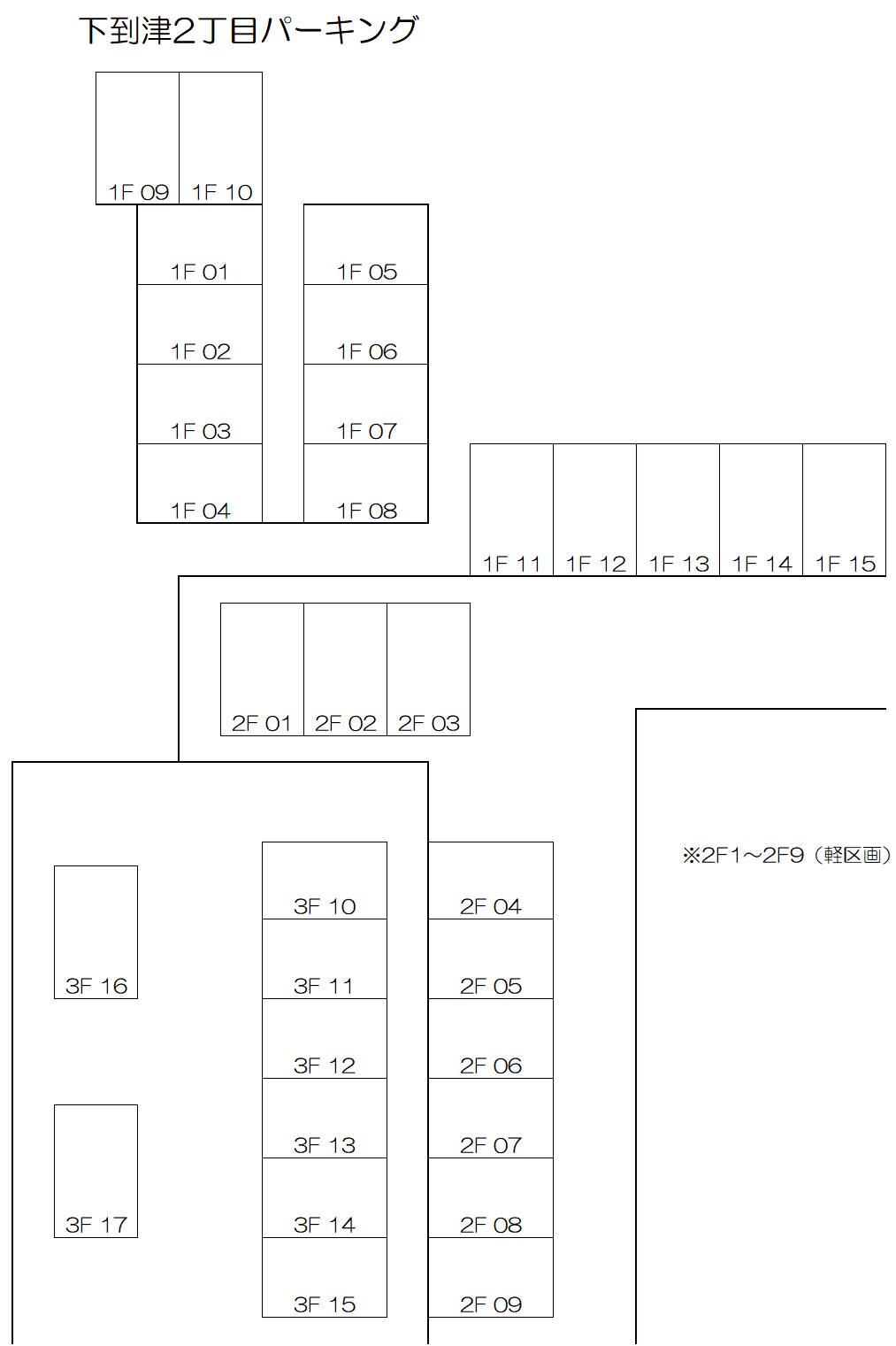 下到津２丁目パーキングの駐車配置図