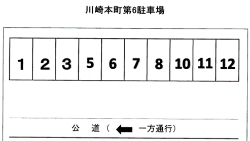 川崎本町第６駐車場の駐車配置図