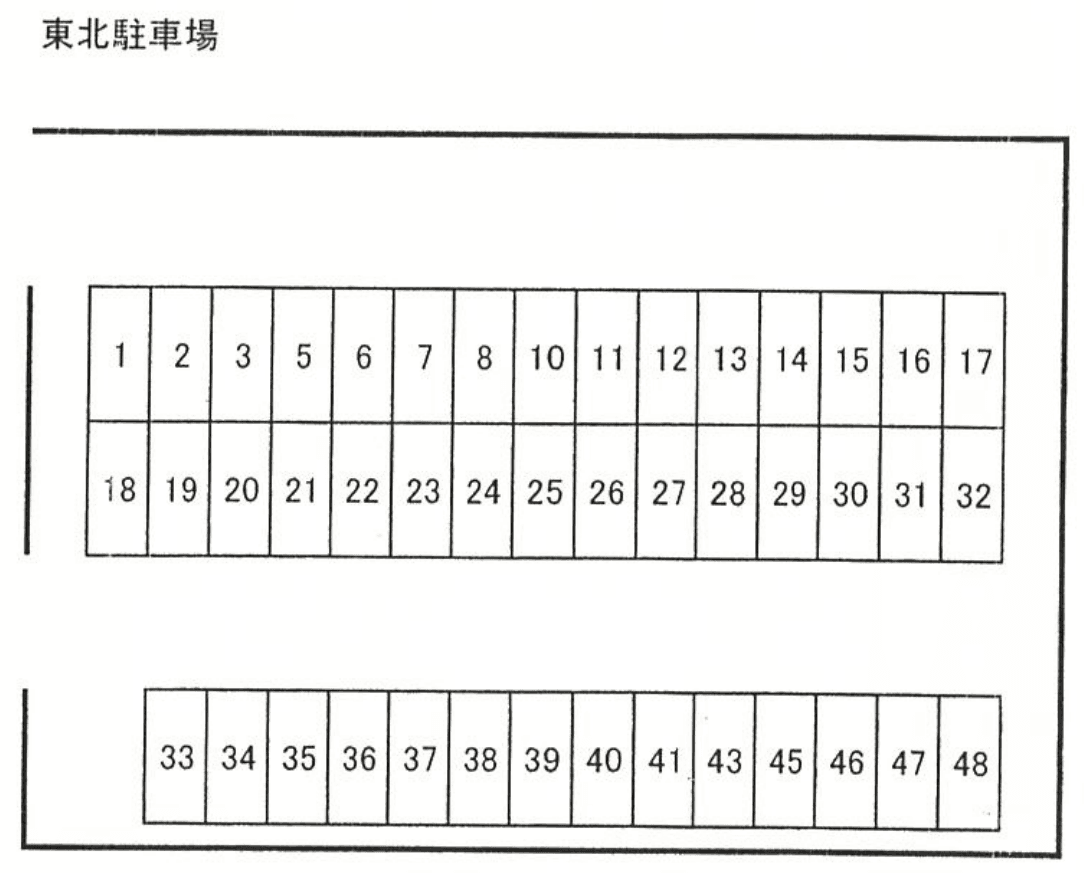 東北駐車場の駐車配置図