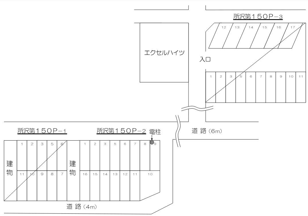所沢第１５０Ｐ－２の駐車配置図