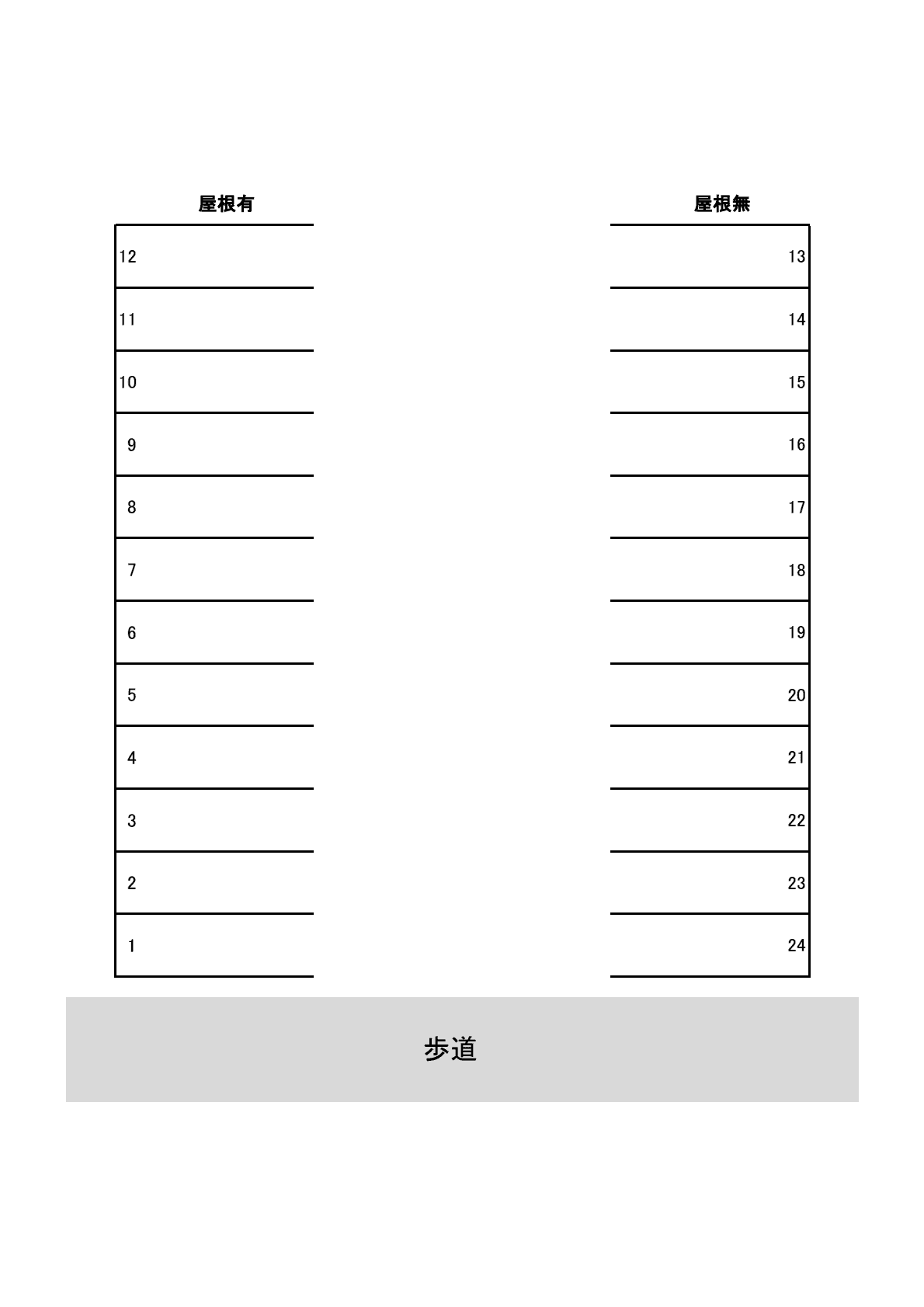 新町　後藤駐車場の駐車配置図