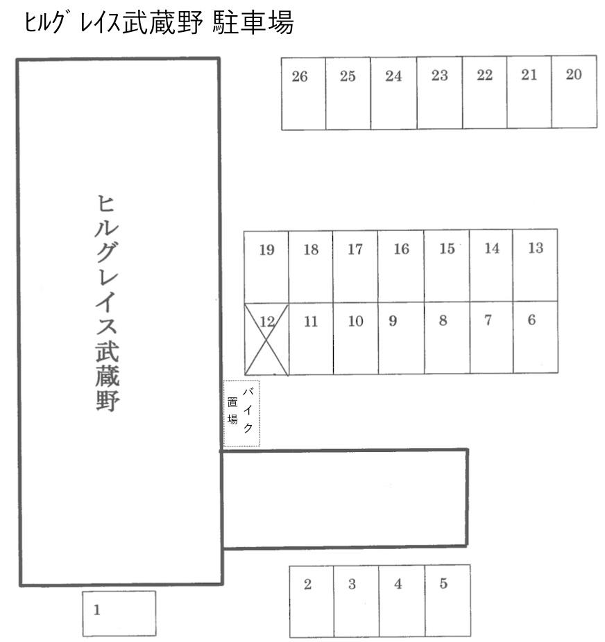 ﾋﾙｸﾞﾚｲｽ武蔵野 駐車場の駐車配置図