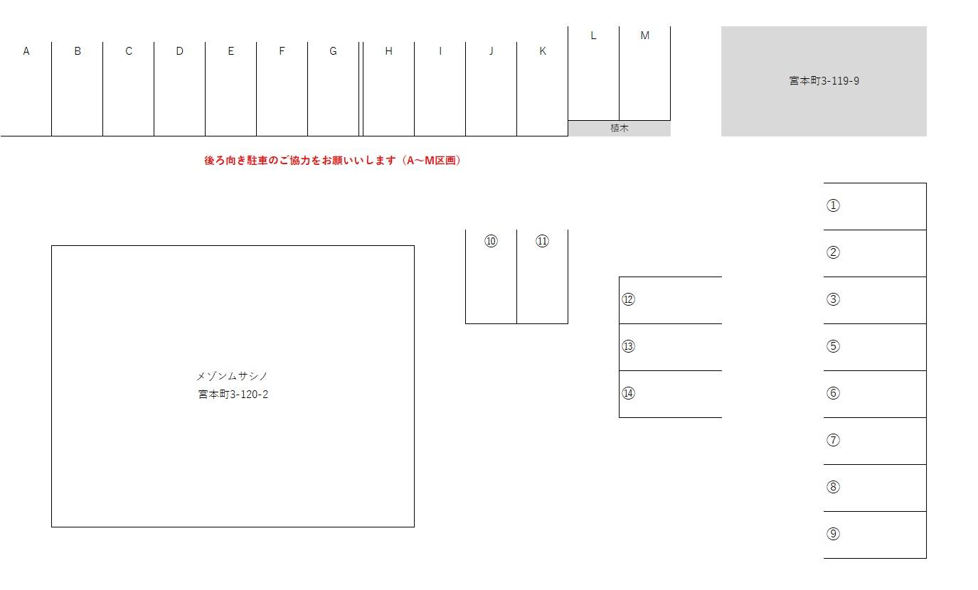 ムサシノパーキングの駐車配置図