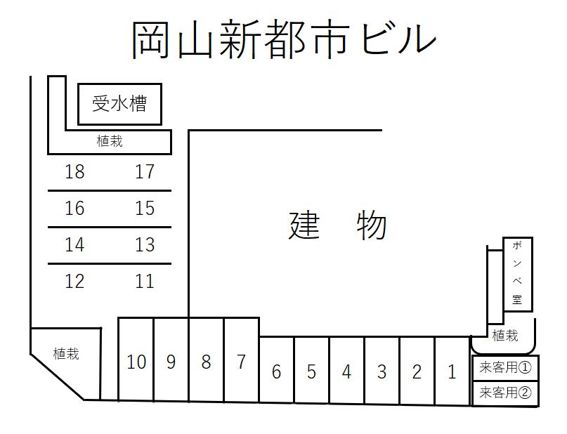 岡山新都市ビルの駐車配置図