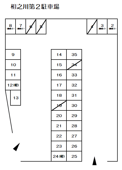 相之川第2駐車場の駐車配置図