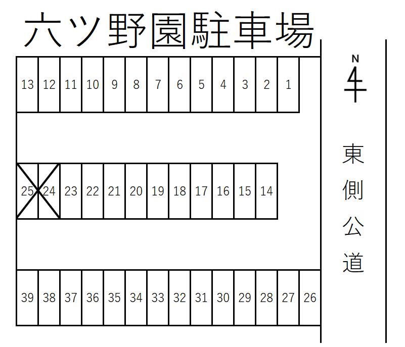 六ツ野園駐車場の駐車配置図