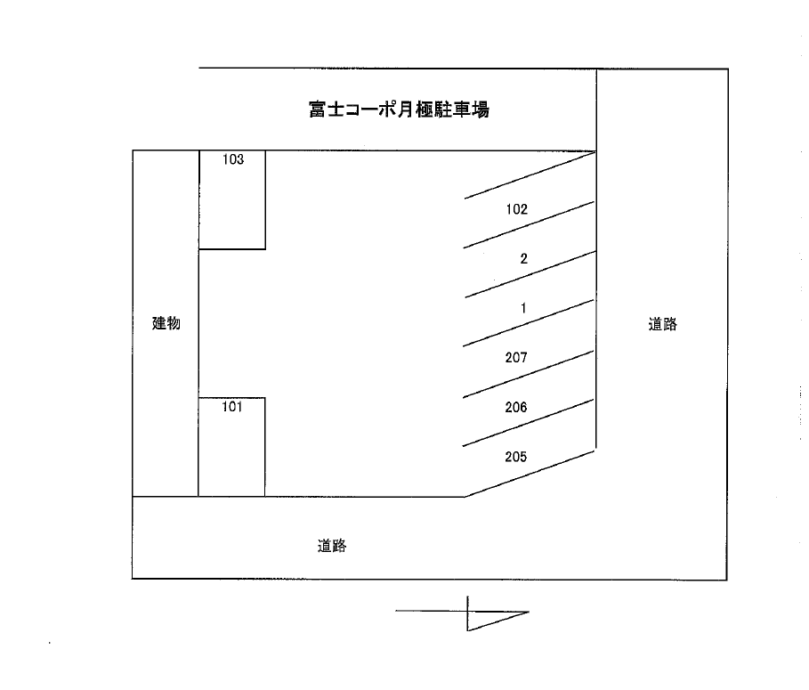 富士コーポ月極駐車場の駐車配置図