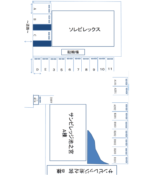 サンビレッジ池之宮の駐車配置図