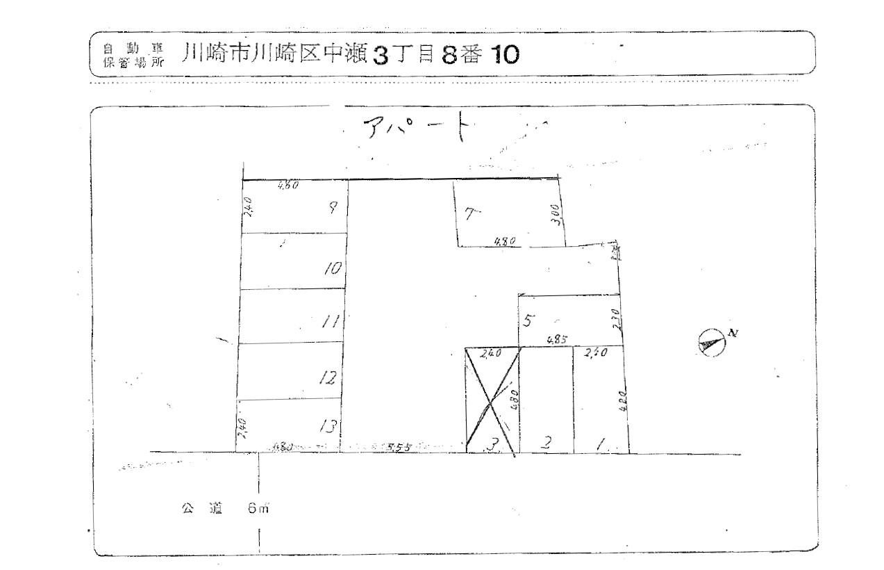 中瀬111駐車場の駐車配置図